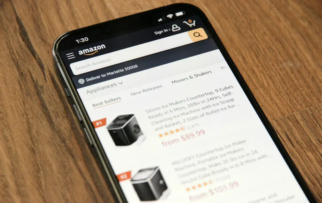 amazon screen on phone, an example of persuasive marketing