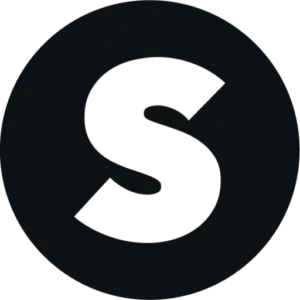 a black circle with a letter s in it