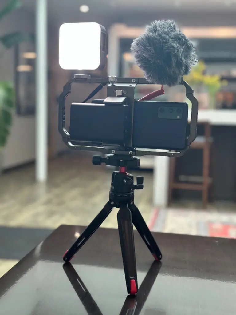 small rig device used for filming interviews