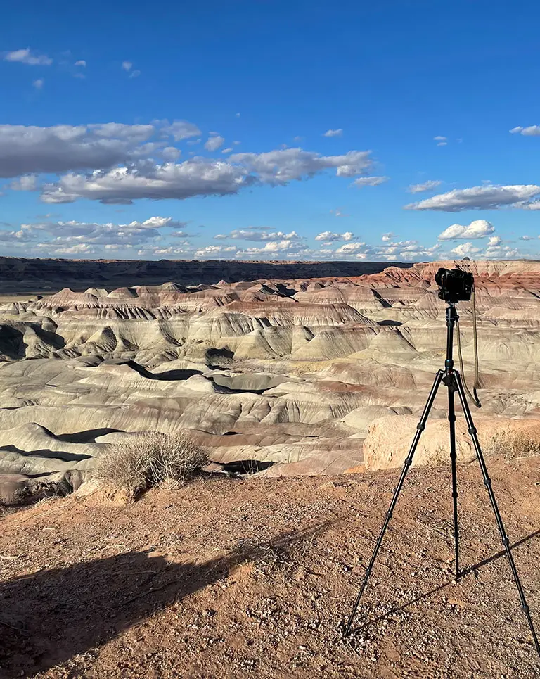 photo of dessert with camera tripod pictured