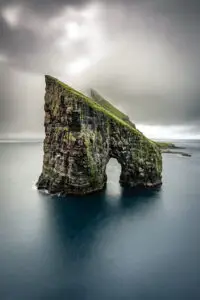 a rock formation in the water