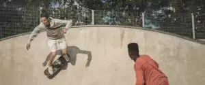 a man jumping on a skateboard